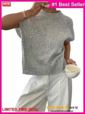 Short Sleeve Ribbed Knit Pullover Sweater